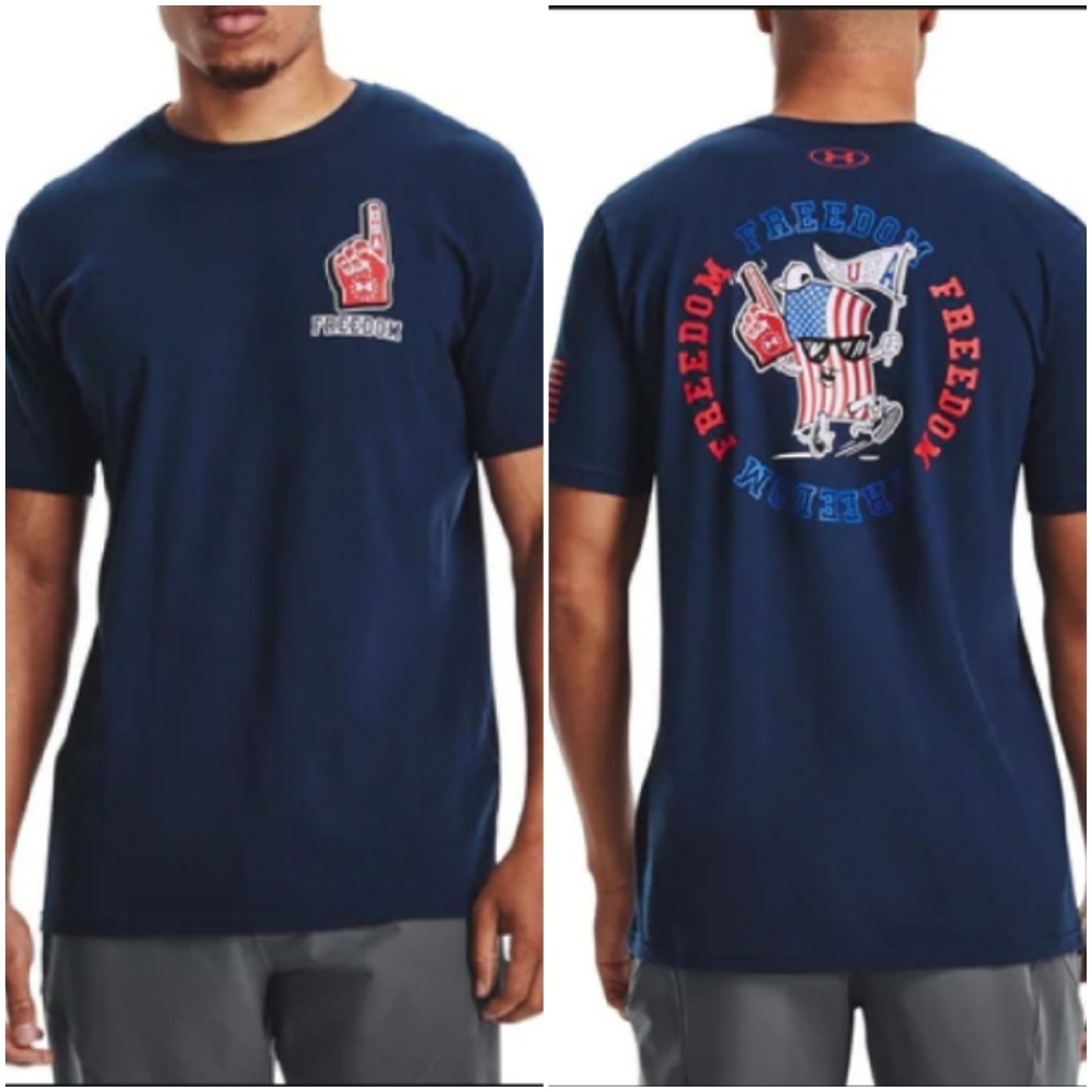 Under Armour T Shirt Freedom USA Patrioric America Graphic Tee Navy size Small